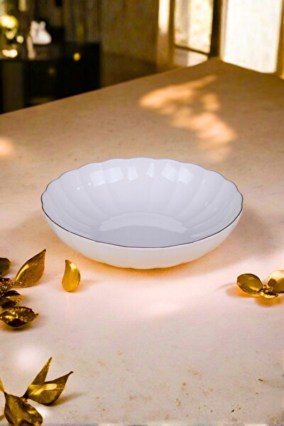 Kütahya Porselen Bone Luz Altın Yaldzlı Bowl Kase 25x6CM - 2000ML - Tekli - BNLZF25KS00