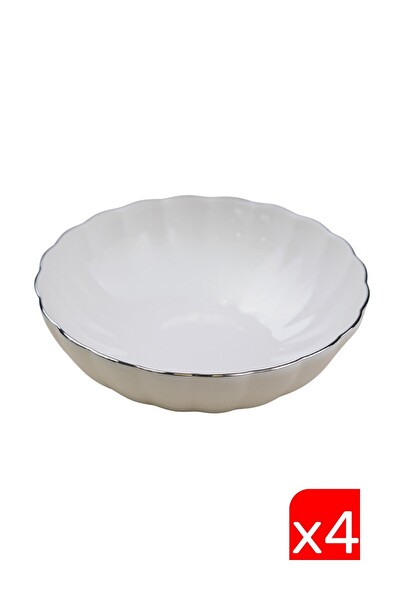 Kütahya Porselen Bone Luz Platin Fileli Çorba Kasesi 15 CM 4'lü