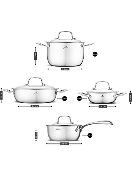 Jumbo Emona 8 Parça Tencere Seti