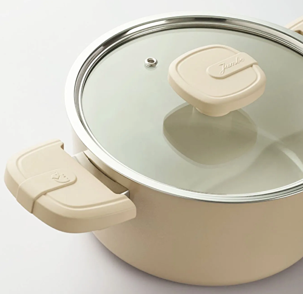 Jumbo Swiss Crystal Dark Cream 7 Parça İndüksiyon Tabanlı Tencere Seti