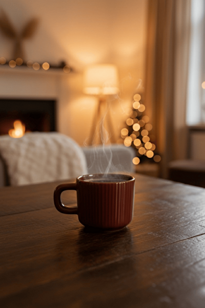 Mithra Life El Yapımı 260 ML Bordo Parlak Seramik Mug Çay Kahve Kupası MIT1303