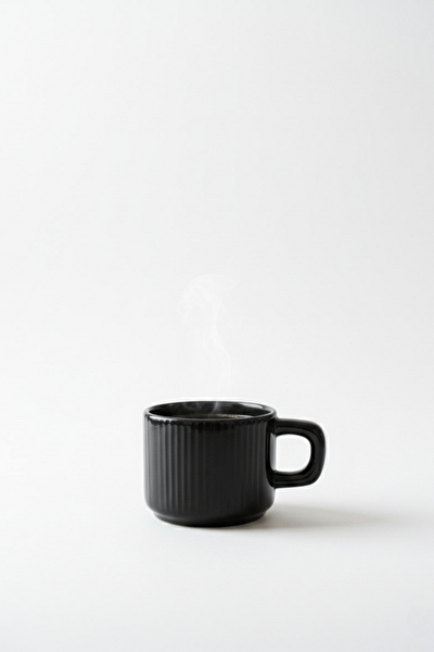 Mithra Life 2 Adet El Yapımı 260 ml Siyah Parlak Seramik Mug Çay Kahve Kupası MIT1302