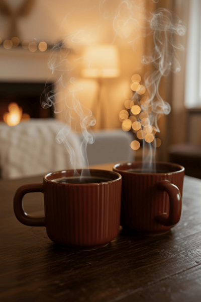 Mithra Life 2 Adet El Yapımı 260 ml Bordo Parlak Seramik Mug Çay Kahve Kupası MIT1304