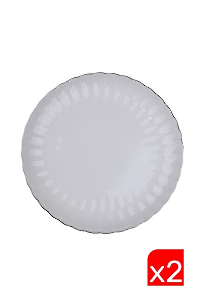Kütahya Porselen Bone Luz Platin Fileli Pasta Tabağı 21 CM 2'li