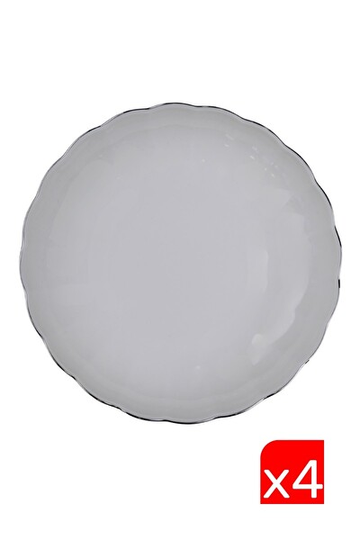 Kütahya Porselen Bone Luz Platin Fileli Çukur Tabak 20 CM 4'lü