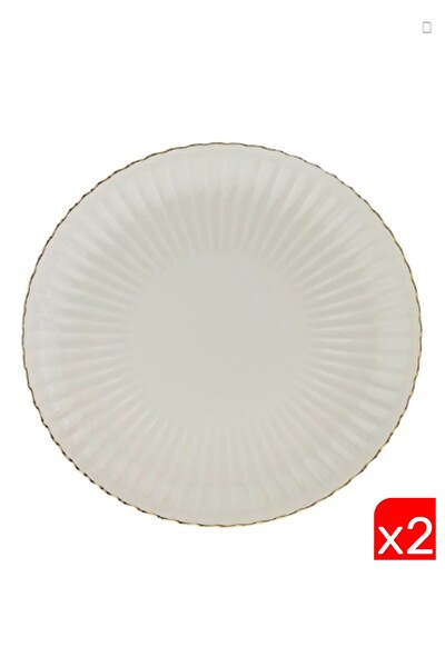 Kütahya Porselen Bone Luz Altın File 27 CM 2'li Servis Tabağı
