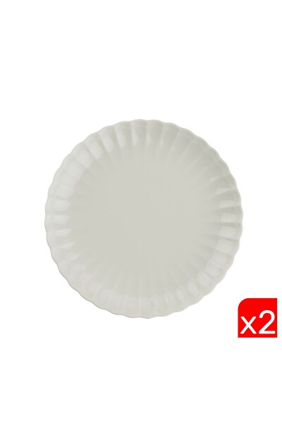 Kütahya Porselen Bone Luz Krem Servis Tabağı 27 CM - 2 Parça