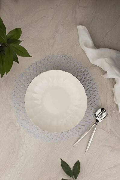 Kütahya Porselen Bone Luz Platin Fileli Bowl Kase 25x6 CM 2000 ML 2'li BNLZF25KS00