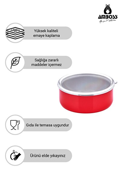 Amboss Crispella Morning 12 Parça Emaye Tencere Saklama Kabı Kupa Seti Kırmızı