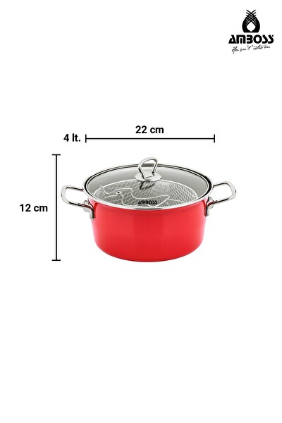 Amboss Crispella Morning 12 Parça Emaye Tencere Saklama Kabı Kupa Seti Kırmızı