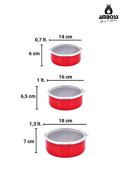 Amboss Crispella Morning 12 Parça Emaye Tencere Saklama Kabı Kupa Seti Kırmızı