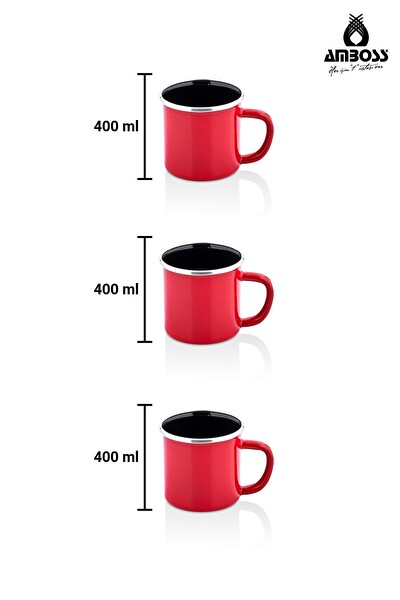 Amboss Crispella Morning 12 Parça Emaye Tencere Saklama Kabı Kupa Seti Kırmızı