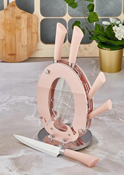 Cooker CKR1373 Bloklu 6 Parça Çelik Bıçak Seti - Rose