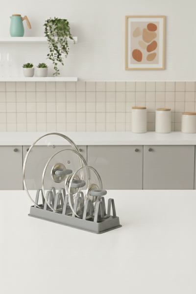 Mithra Life 6 Bölmeli Gri Tabak‑Tencere Kapak Düzenleyici Organizer MIT1308