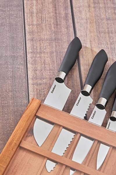 Cooker Skycut 6 Parça Lux Bıçak Seti CKR-3584 Ahşap