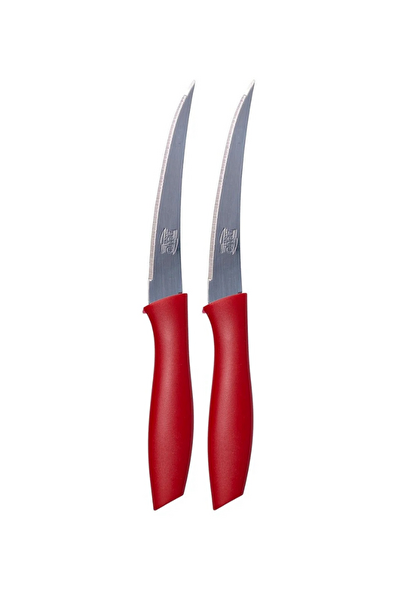 Kitchen Design Lab Paslanmaz Çelik Tırtıklı Mutfak Bıçağı Gri-Siyah-Kırmızı - 6 Adet