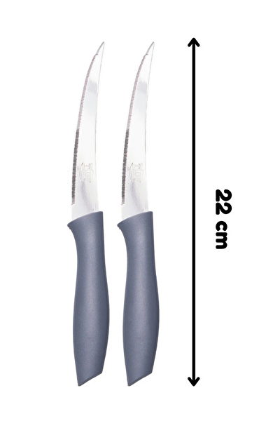 Kitchen Design Lab Paslanmaz Çelik Tırtıklı Mutfak Bıçağı Gri-Siyah-Kırmızı - 6 Adet