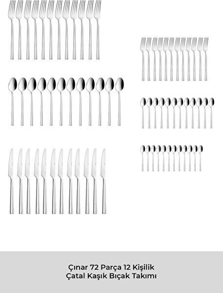 Emsan Çınar 72 Parça 12 Kişilik Kutulu Çatal Kaşık Bıçak Takımı