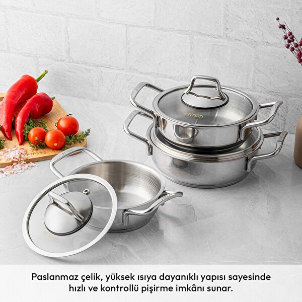 Emsan Demre 6 Parça Çelik Tava Sahan Seti