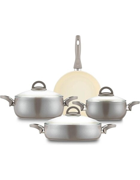 Emsan Crystal Bej 7 Parça Güveç Tencere Seti