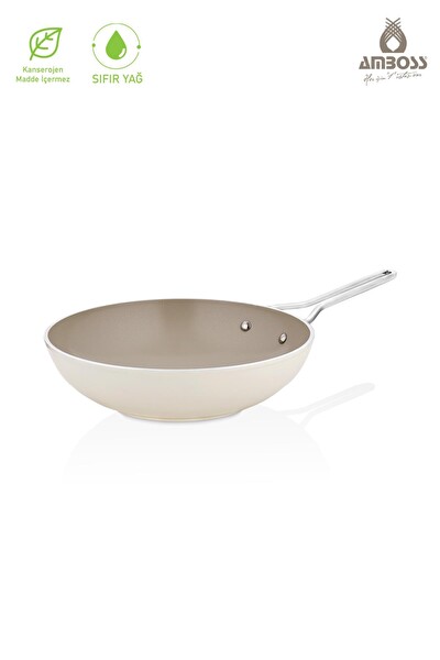 Amboss Sera Nova Doğal Seramik Wok Tava 28 CM 2.8 L - Latte