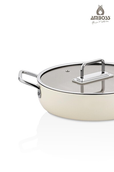 Amboss Sera Nova Doğal Seramik Basık Tencere 24 CM 2.8 L - Latte