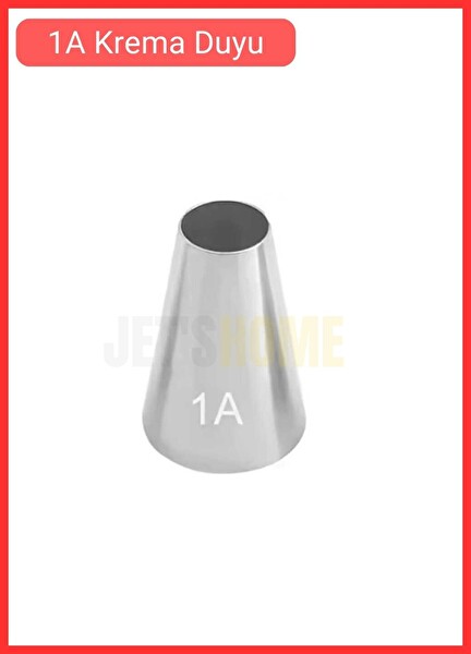 Jet's Home 1A Yuvarlak Desen Krema Duyu Büyük Boy Pasta Duyu Paslanmaz Çelik Krema Torbası Ucu 2.5x1.4x3.7 cm