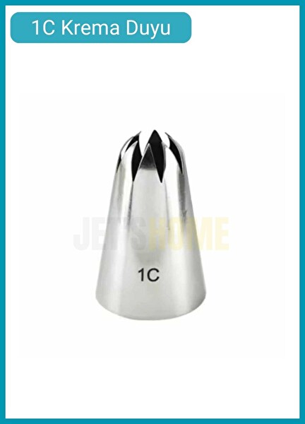 Jet's Home 1C Kapalı Yıldız Desen Krema Duyu Büyük Boy Pasta Duyu Paslanmaz Çelik Krema Torbası Ucu 3.0x1.8x4.6 cm