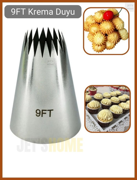 Jet's Home 9FT Krema Duyu Büyük Boy Pasta Duyu Paslanmaz Çelik 35x18x52 mm