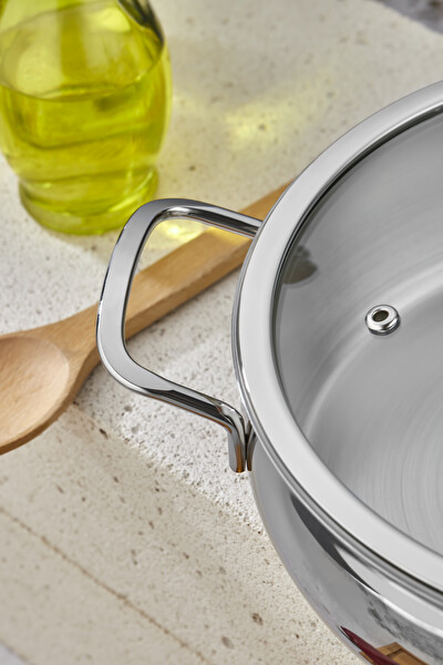 Cooker Lara 24 CM İndüksiyon Uyumlu Paslanmaz Çelik Basık Tencere CKR460