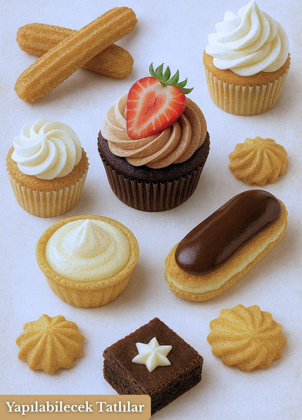 Jet's Home Büyük Boy Krema Duy Seti 5'li Paslanmaz Pasta Cupcake Kurabiye Duyu Çelik Süsleme Başlıkları Set-4