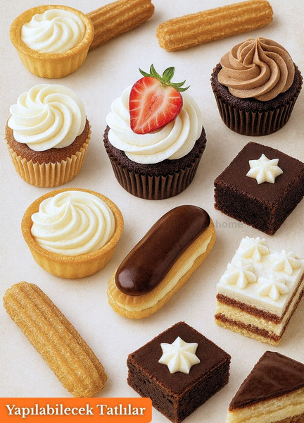 Jet's Home Cupcake Ekler Pasta ve Kurabiye Duyu 5’li Büyük Boy Paslanmaz Çelik Dekoratif Krema Duy Seti Set-3