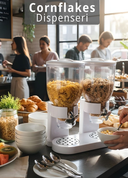 Jet's Home 2’li Cornflakes Dispenseri 7 L Çift Hazneli Müsli Granola Kuruyemiş Kahvaltı Tahılları Sunum Aparatı