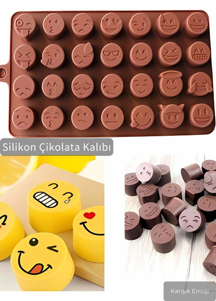 Jet's Home Karışık Emoji Çikolata Kalıbı Bpa Free Buz Kalıbı Silikon Tatlı Kalıbı Yapışmaz Kalıp
