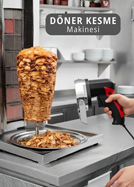 Jet's Home Profesyonel Elektrikli Döner ve Kebap Kesme Makinesi - 10 CM Paslanmaz Çelik Bıçaklı