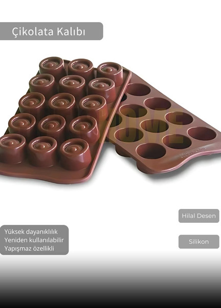 Jet's Home Hilal Desen Çikolata Kalıbı Bpa Free Buz Kalıbı Silikon Tatlı Kalıbı Yapışmaz Kalıp