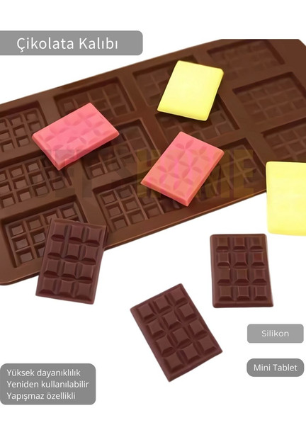 Jet's Home Çikolata Kalıbı 12 Gözlü Mini Tablet Yapışmaz Gıda Temasına Uygun Silikon Gıda Kalıp 21x11 CM