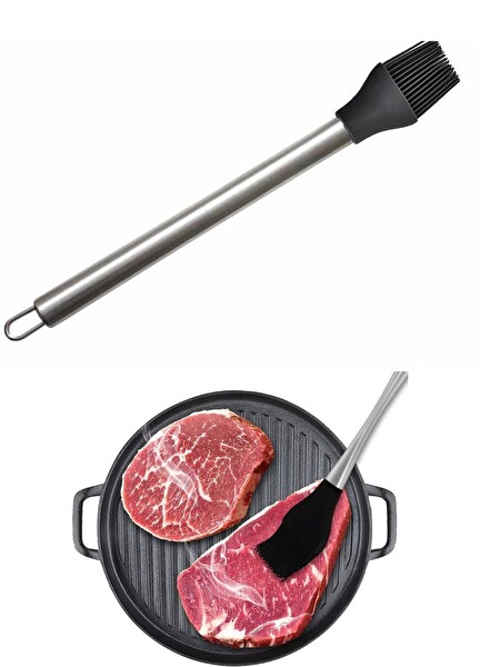 Jet's Home Yumurta Fırçası Mutfak Fırçası Paslanmaz Saplı Sos Fırçası Hamur Fırçası Silikon Siyah 31.5 CM
