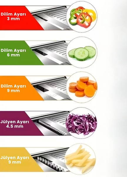 Jet's Home 5 Ayarlı Sebze Dilimleyici Paslanmaz Sebze Kesici Ayarlanabilir Patates Soğan Rendesi Mandolin Rende