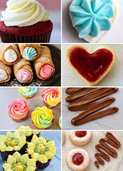 Jet's Home Orta Boy 9’lu Metal Krema Duy Seti - Pasta Duyu Cupcake ve Kurabiye Krema Duyu Süsleme