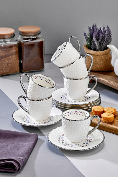 Cooker Royal Bloom 6 Kişilik 180 ML Porselen Duble Çay ve Kahve Fincan Takımı CKR3808