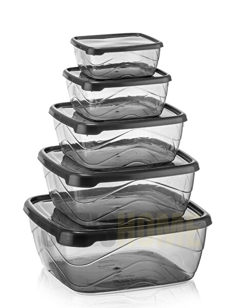 Jet's Home 5’li Set Kare Saklama Kabı Seti BPA Free Erzak Kabı Bakliyat Saklama Kapları Buzdolabı Kabı