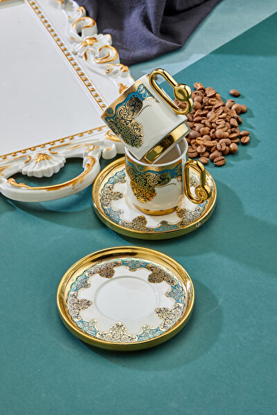 Cooker Royal Crest 90 ML 2 Kişilik Porselen Kahve Fincan Takımı CKR3870