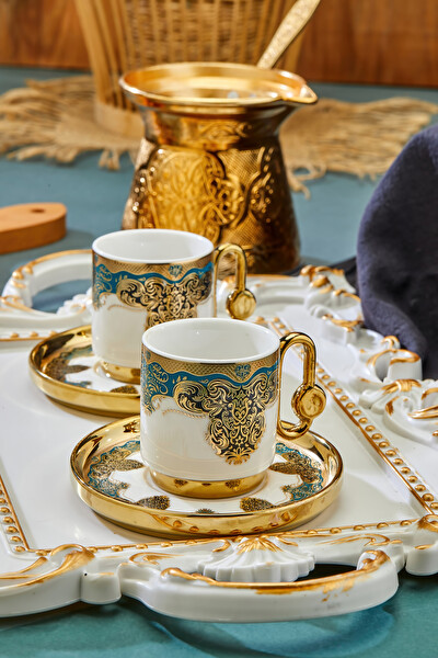 Cooker Royal Crest 90 ML 2 Kişilik Porselen Kahve Fincan Takımı CKR3870