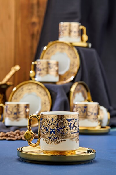 Cooker Royal Crest 90 ML 6 Kişilik Porselen Kahve Fincan Takımı CKR3869