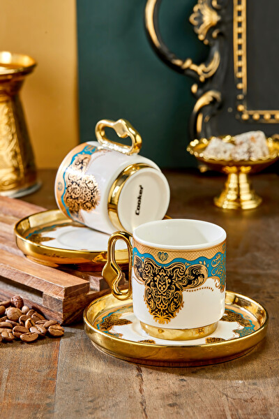 Cooker Royal Crest 90 ML 2 Kişilik Porselen Kahve Fincan Takımı CKR3870
