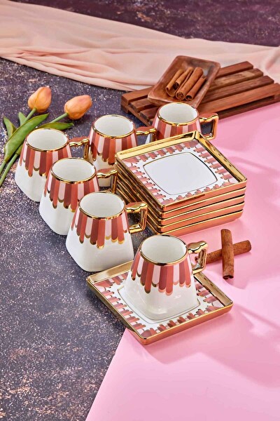 Cooker Valera Gold Yaldızlı 6 Kişilik 220 ML Porselen Çay ve Kahve Fincan Takımı CKR3462
