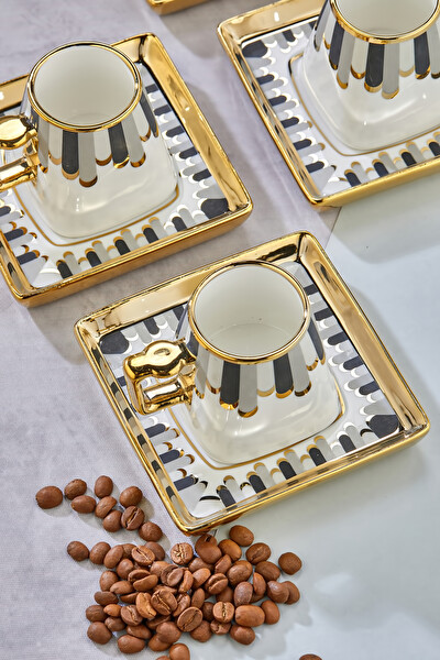 Cooker Valera Gold Yaldızlı 6 Kişilik 220 ML Porselen Çay ve Kahve Fincan Takımı CKR3462