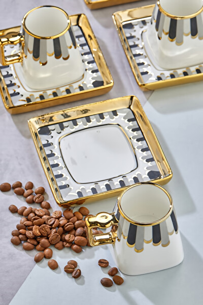 Cooker Valera Gold Yaldızlı 6 Kişilik 220 ML Porselen Çay ve Kahve Fincan Takımı CKR3462