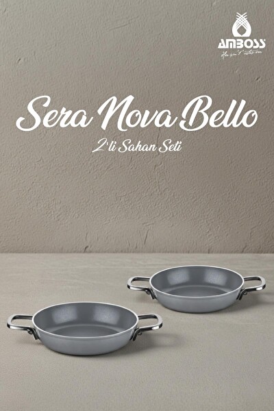 Amboss Sera Nova Bello 2 Parça Seramik Sahan Seti 20-22 CM Gri